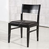 时尚简约现代宜家居餐椅 水曲柳全实木咖啡皮质工艺餐桌椅组合