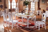特价天然大理石实木方餐桌椅组合欧式高档现代白色方桌西餐桌家私