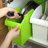 厨房用品置物架 塑料带滑轮子收纳盒锅盖架 多功能储物箱收纳架