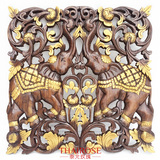 泰国工艺品木雕壁挂 大象实木雕花板 客厅挂件装饰品木雕画工艺品