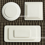 纯白色平盘平板托盘创意长方形寿司盘蛋糕盘子陶瓷碟子西餐餐具