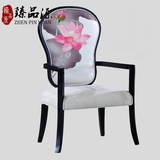 新中式家具牡丹餐椅现代形象椅酒店餐厅实木扶手椅休闲椅书椅特价
