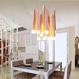 北欧餐厅吊灯实木led创意个性单头长形吧台灯具客厅设计师火柴棒