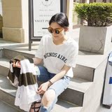 市舶司韩国代购女装2015夏装新款圆领字母宽松纯棉短袖T恤CA1667