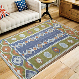 波斯阿富汗风格草绿色新款田园风家居地毯薄毯 北欧法式清新款