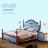 美式乡村床　地中海风格双人床1.5　韩式田园实木家具1.8米高箱床