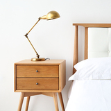 北欧现代橡木床头柜实木床头柜特价简约原木色胡桃色床边储物柜