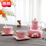 陶瓷花茶茶具套装玻璃 耐热花茶壶过滤水果茶壶茶杯套装整套茶具