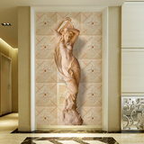 3d欧式花纹立体竖版人体艺术客厅卧室玄关背景墙纸无缝壁画