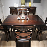特价欧美出口美式外贸家具美式出口可伸缩长方变正方形餐桌餐椅