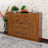 中式木质鞋柜简约现代实木色宜家超薄组装单对开门收纳储物门厅柜