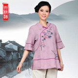 台湾木棉道手绘棉麻中式改良旗袍夏装盘扣开衫唐装女装上衣18008