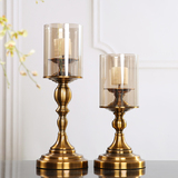 美式中式简约水晶玻璃餐桌欧式蜡烛台摆件法式浪漫晚餐烛台装饰品