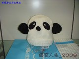 丽婴房专柜正品13年秋冬新款男女童熊猫造型加厚毛线帽子/套头帽