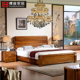 榆木床实木床1.8米双人床高箱床储物气压床卧室家具现代中式婚床