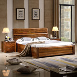 实木床全实木床金丝黑胡桃木床高箱储物床婚床1.8米1.5米双人床