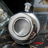 外贸精品4盎司圆形玻璃俄罗斯户外酒具304不锈钢便携随身小酒壶