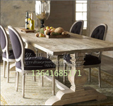 美式乡村长餐桌 实木橡木餐台 法式餐桌欧式雕花仿古复古餐桌特价