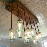 美式简约创意个性木质玻璃咖啡厅餐厅客厅卧室蝴蝶瓶复古实木吊灯