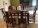 正品红木方餐 老挝大红酸枝长方形餐桌 交趾黄檀休闲餐用桌椅组合