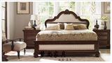 美式乡村实木软包1.51.8米大床头柜新古典雅雕花欧式布艺婚床