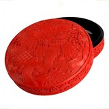 精致漆雕 民族风中国红 雕漆盒 8寸山水首饰盒 生日礼物 结婚礼物