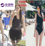 韩国直邮正品花样姐姐林志玲同款黑色泳衣比基尼连体修身泳装明星