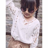 女童衬衫2016春秋女宝宝白色衬衣儿童纯棉长袖蕾丝花边打底衫童装