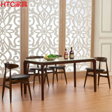 实木餐桌钢化玻璃北欧餐桌椅组合现代简约餐厅家具组装长方形户型