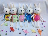 特价婴幼儿安抚益智玩具七彩毛绒玩具布娃娃公仔萌兔家族五色
