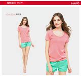 Baleno/班尼路女装 甜美学院风性感短袖T恤 纯色圆领体恤打底衫