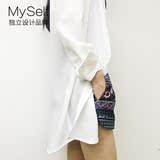 MySelf原创设计师女装2016新款夏装 中性长款衬衫防晒衫空调衫女