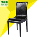 餐椅皮椅子简约现代时尚特价黑色鳄鱼纹休闲椅靠背椅白色餐厅椅子