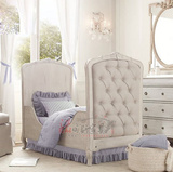新古典欧式实木婴儿床美式法式复古儿童床布艺软包床定制高端家具