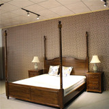 QAY家居 现代美式实木床1.8米双人床全实木四柱床定制家具架子床