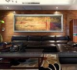 客厅装饰画 抽象挂画 横幅壁画 现代简约风格墙画 有框画手绘油画