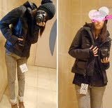 新款外贸原单 韩版女短款棉袄显瘦连帽防水防风棉衣外套