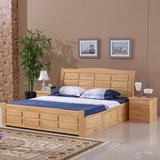 松木床全实木床1.5 1.8米高箱储物床现代简约婚床中式田园大床