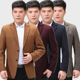 男士休闲西装春秋款2016年纯色羊毛外套40-50-60岁中年男便装西服