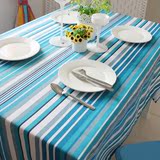 蓝色爱琴海 纯棉活性帆布条纹 桌布台布沙发巾椅套坐垫可定做特价