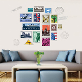 创意个性冰箱贴画复古邮票世界旅游墙贴房间装饰客厅背景墙壁贴纸