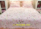 韩国 粉色花 100%纯棉AB版水洗棉绗缝密道花边床盖夏被被盖三件套