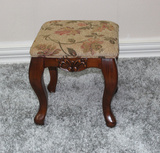 欧式美式全实木妆凳 雕刻蝴蝶花小凳子 简易进口橡胶木梳妆凳