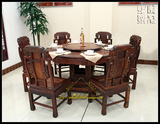 红木家具中式交趾黄檀老挝大红酸枝老红木6人圆桌茶桌餐桌 1261