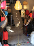 中式家居装饰灯具灯饰落地灯*中国风复古铜制龟鹤落地灯*多色灯罩