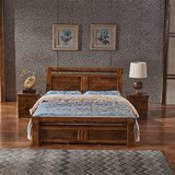 床实木床 香樟木卧室现代简约 高箱床1.8米1.5米中式双人床包邮