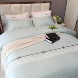 床单四件套 公主风蕾丝花边床单式60支纯色埃及长绒棉床上用品