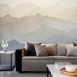 北欧宜家简约大山墙纸 客厅电视背景墙壁纸中式创意复古无缝壁画