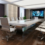 办公家具白色烤漆会议桌条桌简约现代 不锈钢时尚洽谈创意开会桌