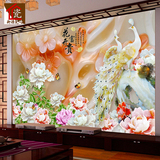 现代中式玉雕电视背景墙瓷砖3d立体背景壁画花开富贵客厅雕刻墙砖